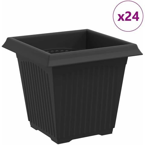 Vaso quadrato per fiori 24 pcs Nero 16 x 16 x 14 cm Plastica - Foto 1