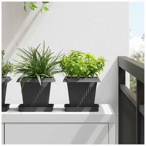 Vaso quadrato per fiori 24 pcs Nero 16 x 16 x 14 cm Plastica - Foto 2