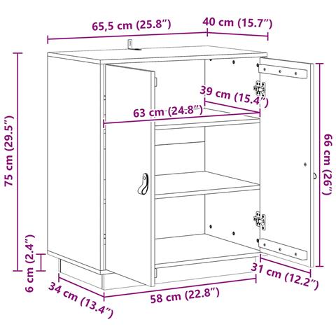 Credenza Marrone Cera 65,5 x 40 x 75 cm Legno di pino massiccio - Foto 9