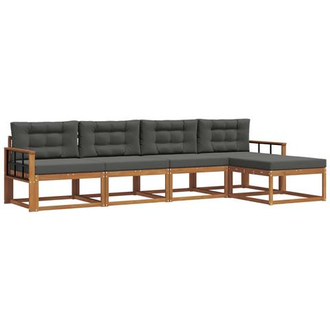 Set di divani da esterno con cuscino 5 pcs Naturale e Antracite - Foto 1
