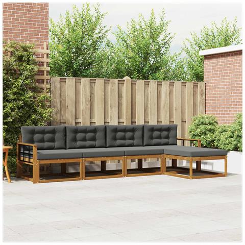 Set di divani da esterno con cuscino 5 pcs Naturale e Antracite - Foto 2