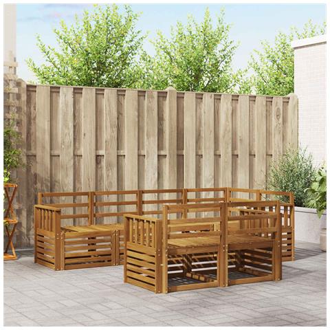 Set divani 7 pcs Naturale Legno di Acacia Massello - Foto 2