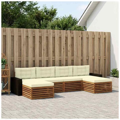 Set divani con cuscino 6 pcs Legno di Acacia Massello - Foto 2