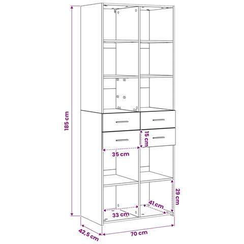 Libreria Rovere nero 30 x 42.4 x 185.2 cm - Foto 6