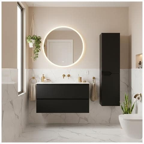 Mobiletto, Bianco opaco, 60 cm, Senza piano di lavoro, 2 cassetti, Sospeso, Frontali in MDF, MODERNO - Foto 5