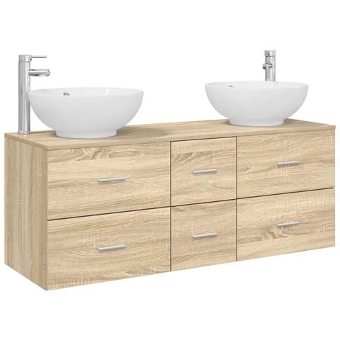 Set di mobili per il bagno 3 pz Rovere Sonoma - Foto 1
