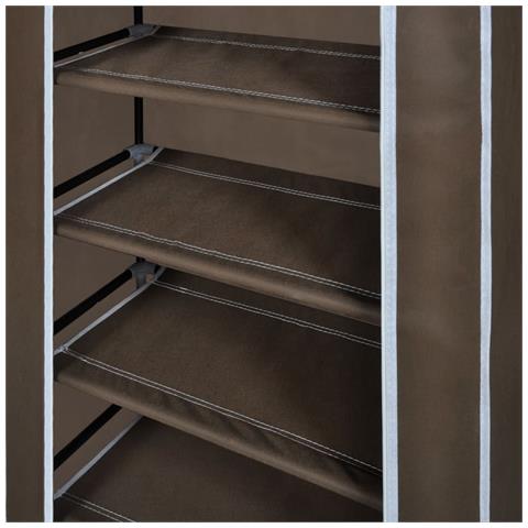 Scarpiera Portascarpe In Tessuto Richiudibile 58 X 28 106 Cm Marrone - Foto 2