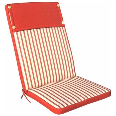 Cuscino Schienale E Seduta Senza Poggiapiedi A Strisce Bianco E Rosso - Foto 2