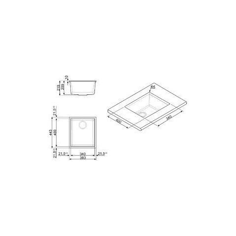 Lavello da Incasso 1 Vasca Dimensioni 34 x 40 cm Colore Cemento - Foto 2