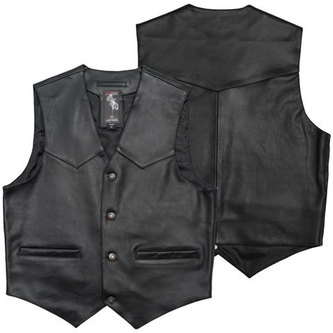 Gilet Pelle Chopper Custom Moto Vintage Interno Foderato Nero Xxl - Foto 1