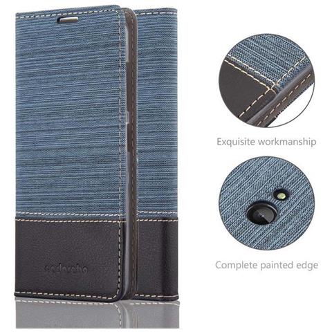 Custodia Compatibile Con Nokia Lumia 540 In Blu Scuro Nero - Coperchio Protettiva Con Chiusura Magnetica, Funzione Stand E Tasca Per Le Carte - Foto 8