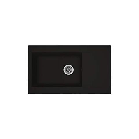 Lavello Della Cucina Costruita Una Grande Contenitore + 1 Gocciolatoio Einna Resina 86 X 50 Cm Nero - Foto 1