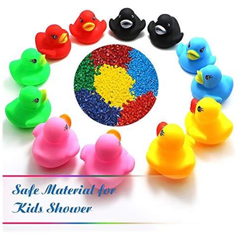 Novit Luogo Float Squeak Rubber Duck Ducky Bagno Giocattolo Del Bambino Per I Bambini Colori Assortiti (12 Pz) - Foto 2