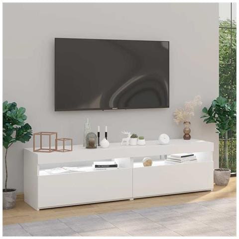 Mobili Porta TV con Luci LED 2 pz Bianco 75x35x40 cm - Foto 11