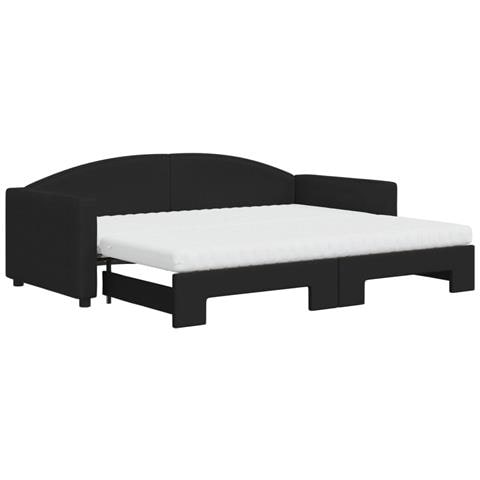 Divano Letto Estraibile Con Materassi Nero 90x200 Cm In Tessuto - Foto 1