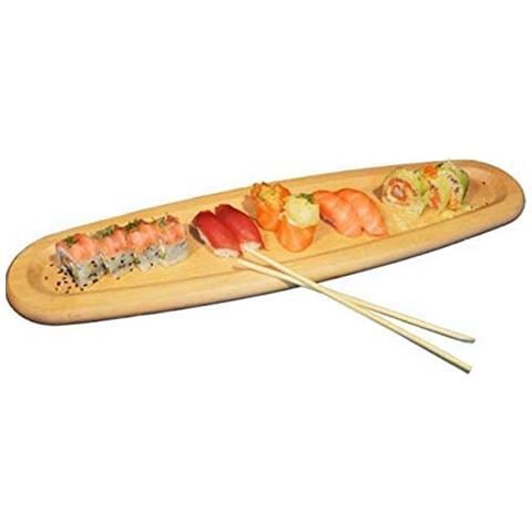 Tagliere Ovale 52x14cm In Legno Di Faggio Con Bordo Per Sushi Salumi Formaggi - Foto 1