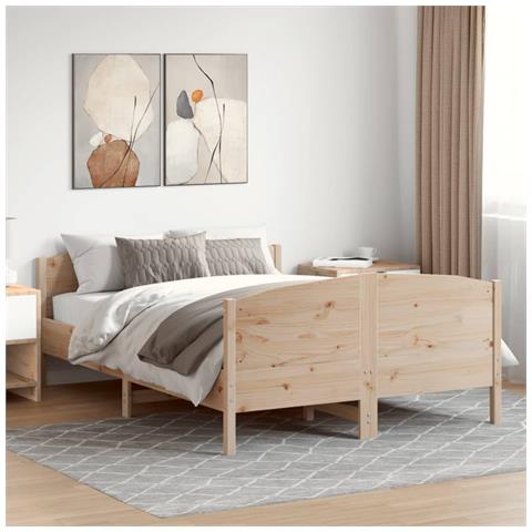 Giroletto Con Testiera 150x200 Cm In Legno Massello Di Pino - Foto 3