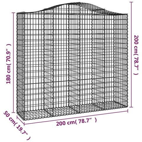 Cesto Gabbione Ad Arco 200x50x180/200 Cm Ferro Zincato - Foto 4