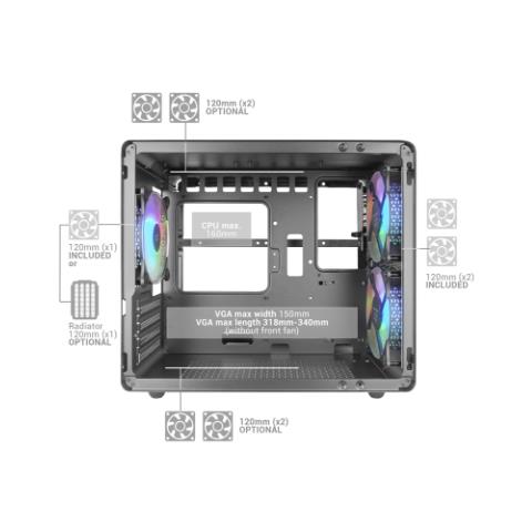 Case MC-400 Mini TowerATX / Micro-ATX / Mini-ITX 2 Porte USB 3.2 Gen 1 (3.1 Gen 1) Tipo A / USB 2.0 Colore Bianco - Foto 5