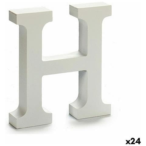 Lettera H Legno Bianco (2 X 16 X 14,5 Cm) (24 Unità) - Foto 1