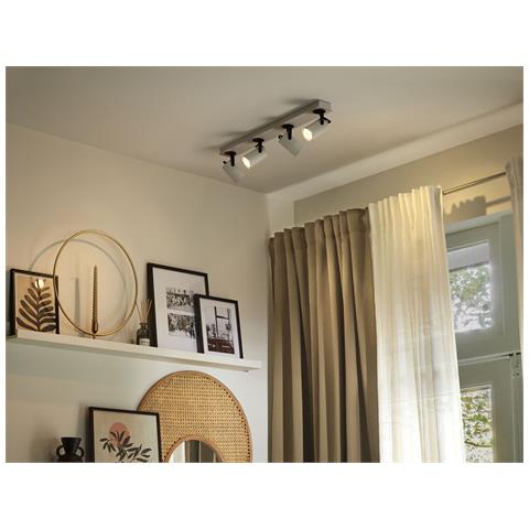 Faretto A 4 Luci Klip Regolabile Metallo Bianco - Foto 1