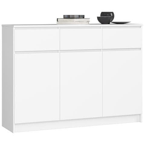 Cassettiera K140, 3 ante e 3 cassetti, 138x40x99 cm, Colore Bianco - Foto 1