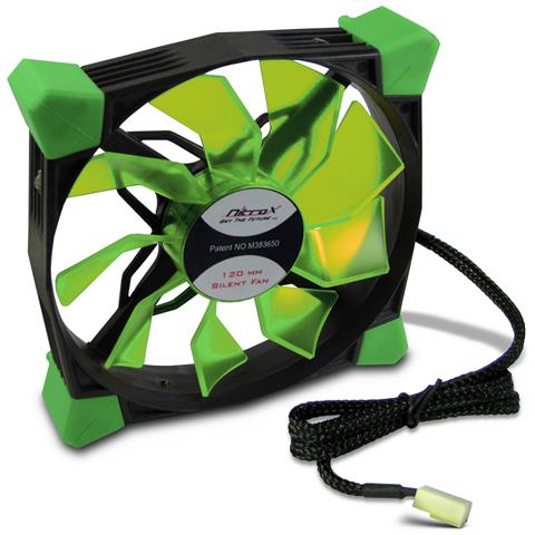 CobaNitrox N-120-GR Case per computer Ventilatore 12 cm Nero, Verde - Foto 1