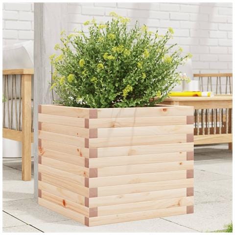 Fioriera Da Giardino 50x50x45,5 Cm In Legno Massello Di Pino - Foto 1