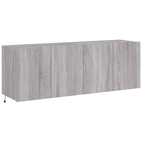 Mobili Tv A Parete Con Luci Led 2pz Grigio Sonoma 60x35x41 Cm - Foto 2