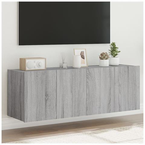 Mobili Tv A Parete Con Luci Led 2pz Grigio Sonoma 60x35x41 Cm - Foto 8