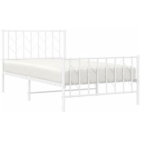 Giroletto Con Testiera E Pediera Metallo Bianco 100x190 Cm - Foto 3