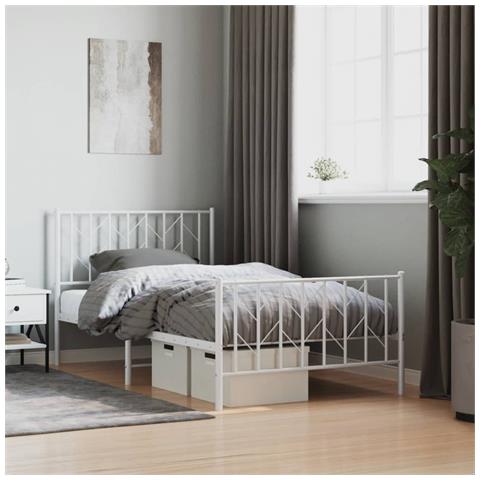 Giroletto Con Testiera E Pediera Metallo Bianco 100x190 Cm - Foto 1