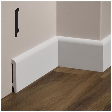 Battiscopa Becco Di Civetta In Polimeri Feelingwood-hd 120x15mm - Bianco (prezzo Al Metro) - Foto 1