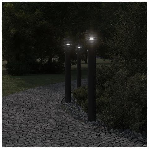Lampade da Terra per Esterni Sensore Nere 3 pz 110 cm Acciaio - Foto 7