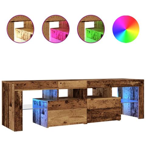 Mobile Porta TV con LED Legno Antico 140x36,5x40 cm Multistrato - Foto 1