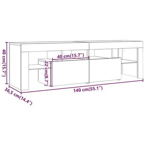 Mobile Porta TV con LED Legno Antico 140x36,5x40 cm Multistrato - Foto 10