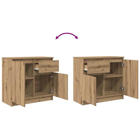 Credenza con Cassetto Rovere Artigianale 71x35x65 cm Truciolato - Foto 2