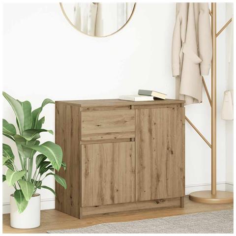 Credenza con Cassetto Rovere Artigianale 71x35x65 cm Truciolato - Foto 1