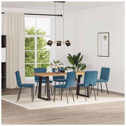 Sedie Da Pranzo 6 Pz Blu In Velluto - Foto 2