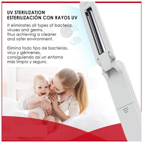 Mini Lampada Uvc Portatile Pieghevole 3x2x12 Cm. Colore Bianco - Foto 2