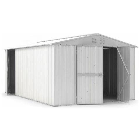 Capanno Box Attrezzi I Per Esterno Casetta Giardino In Lamiera 327x459cm X H 215cm - 201 Kg - 15,01 Mq Bianco - Foto 2