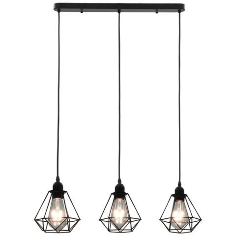 Lampadario Con Design Diamante Nero 3 Lampadine E27 - Foto 1