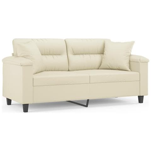 Divano A 2 Posti Con Cuscini Crema 140 Cm In Similpelle - Foto 1