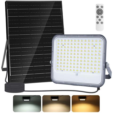Faro Led Solare 200w Cct Dimmerabile 3000k/4000k/6500k Sensore Ip66 Esterni 16000mah - Foto 1