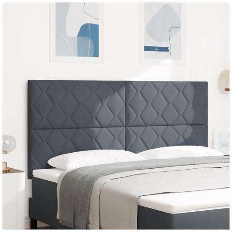 Testiera Design Blocchi Diamante Grigio Scuro 180 cm Velluto - Foto 2