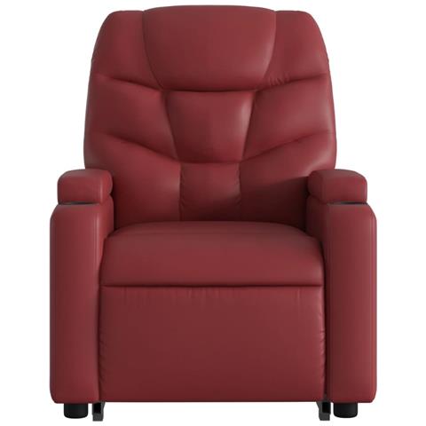 Poltrona Alzapersone Massaggi Reclinabile Rosso Vino Similpelle - Foto 9