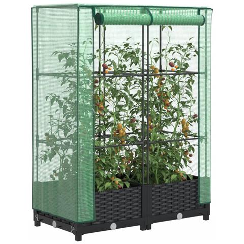 Letto Rialzato con Copertura Serra Effetto Rattan 80x40x123 cm - Foto 2