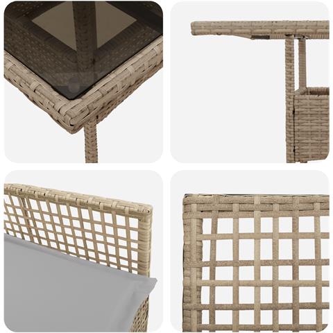 Set da pranzo per giardino 3 pezzi Beige Polirattan - Foto 9