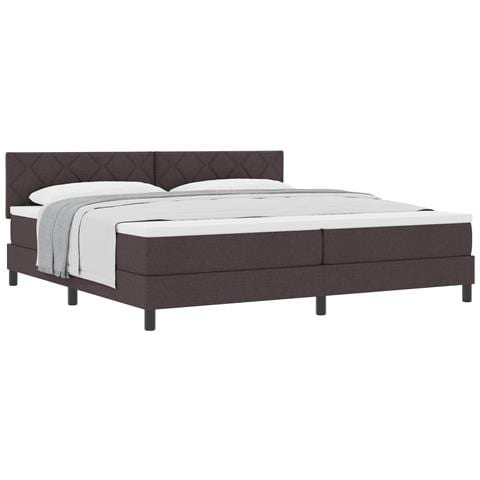Letto Box Spring con Materasso Marrone Scuro 200x200 cm Tessuto - Foto 1
