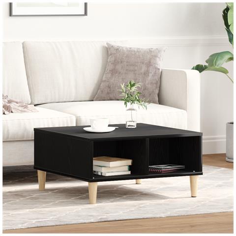 Tavolino da caffè nero in rovere 60x60x30 cm in legno composito - Foto 2